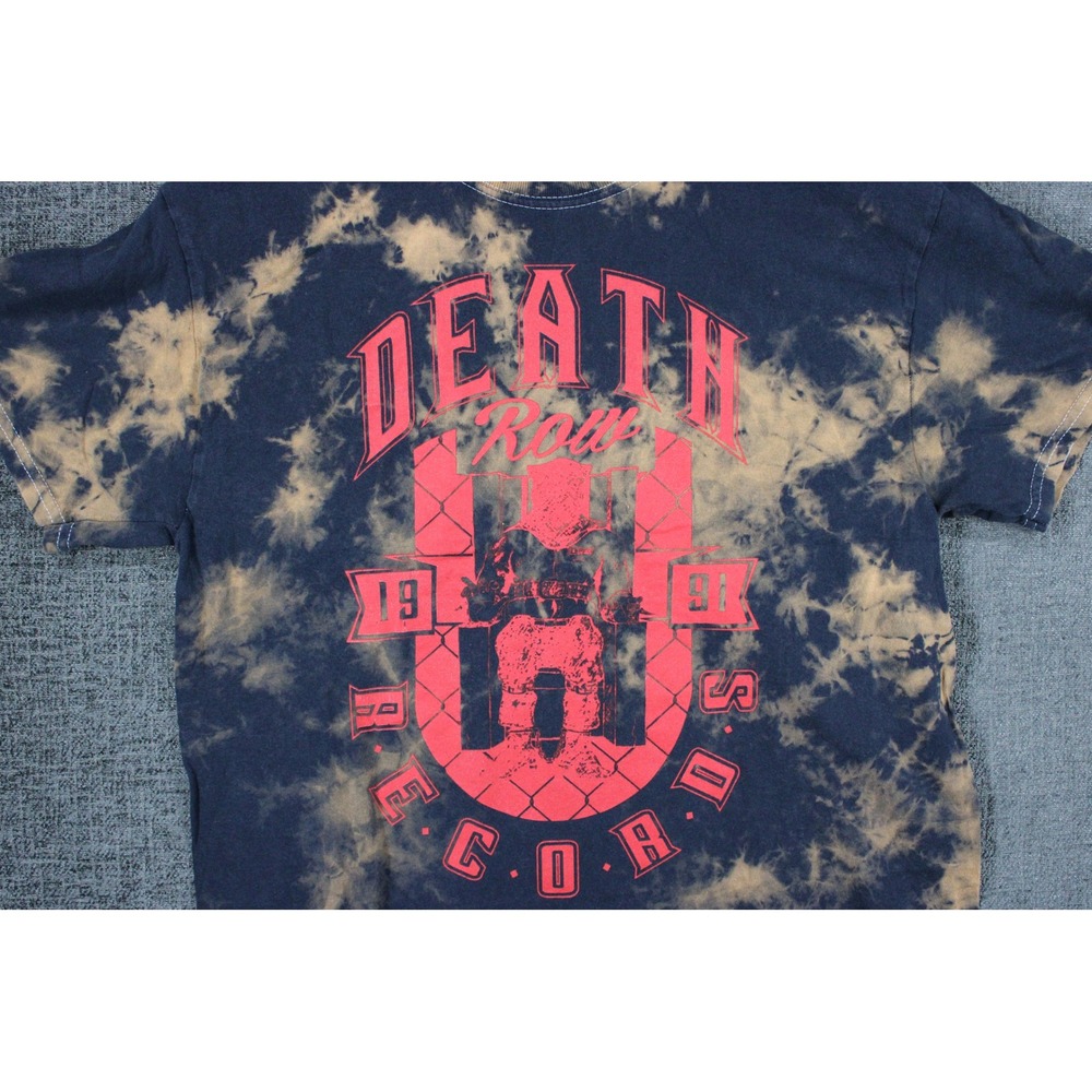 Death Row Records Acid Wash Tie Dye Graphic T-Shirt Navy Red Mens 1X - Picture 3 of 10